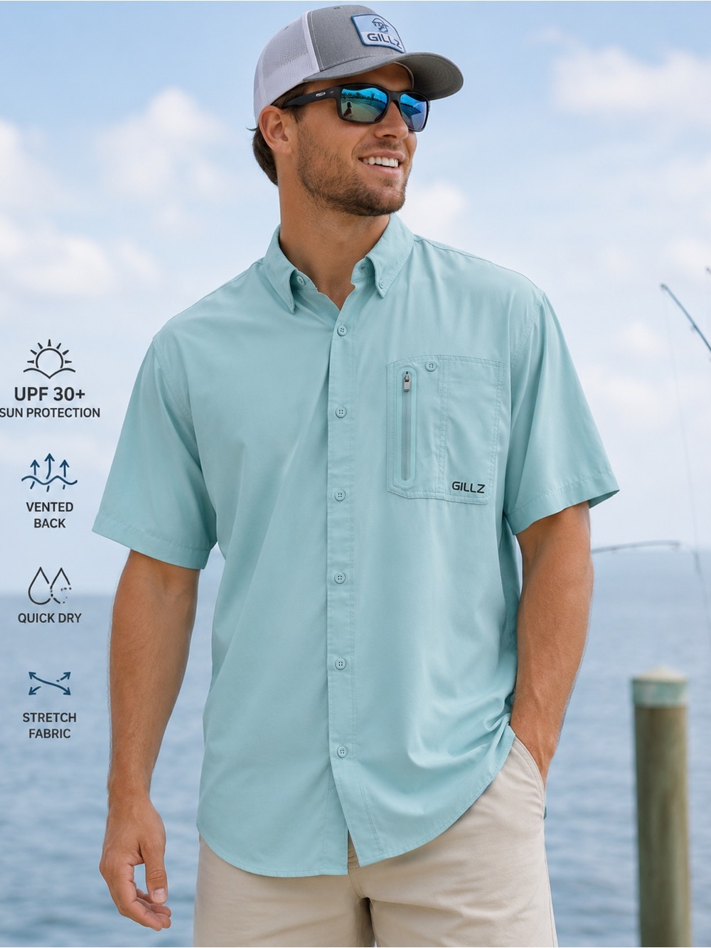 Gillz Deep Sea Woven Vented Performance Fishing Shirt